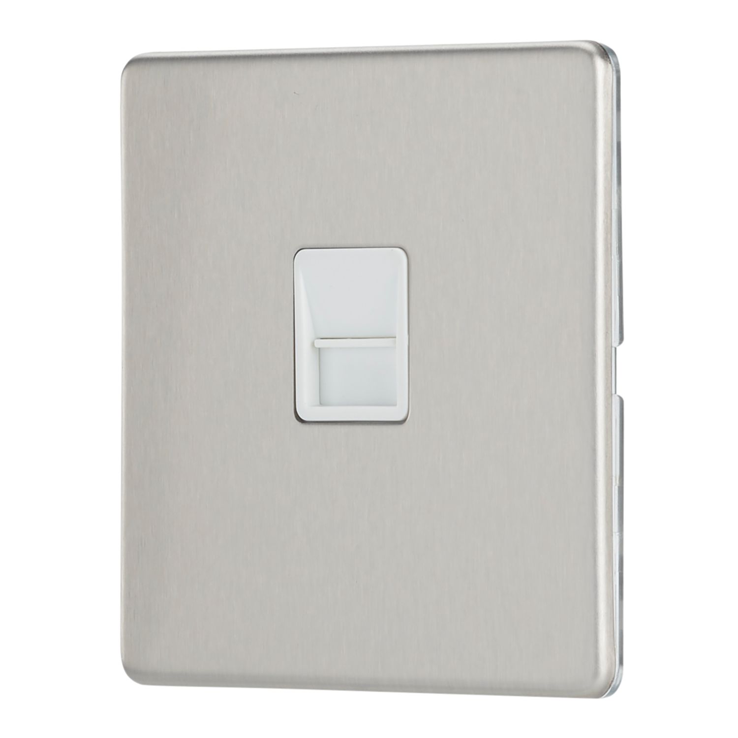 Contactum Lyric 1-Gang Slave Telephone Socket Brushed Steel with White Inserts (889RP)