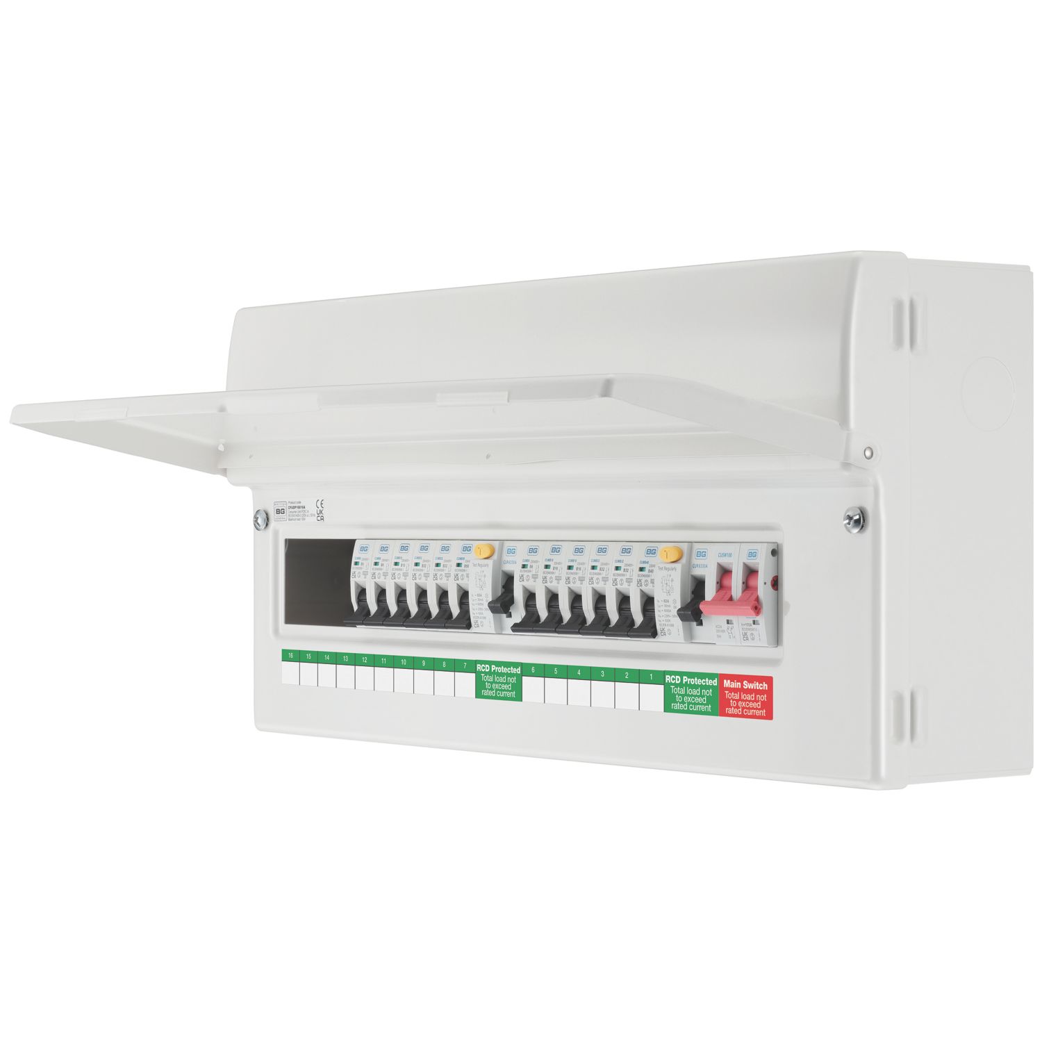 British General Fortress 22-Module 16-Way Populated High Integrity Dual RCD Consumer Unit (889VF)