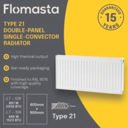 Flomasta 400mm x 900mm 2938BTU White Type 21 Convector Radiator