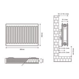 Flomasta 400mm x 900mm 2938BTU White Type 21 Convector Radiator