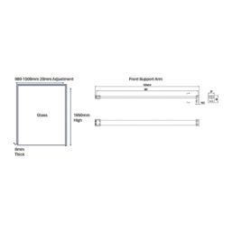 Palermo Showerwall Glass Matt Black 1950mm x 1000mm x 8mm