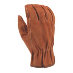 Stanley Split Cowhide Leather Driver Gloves Brown Medium