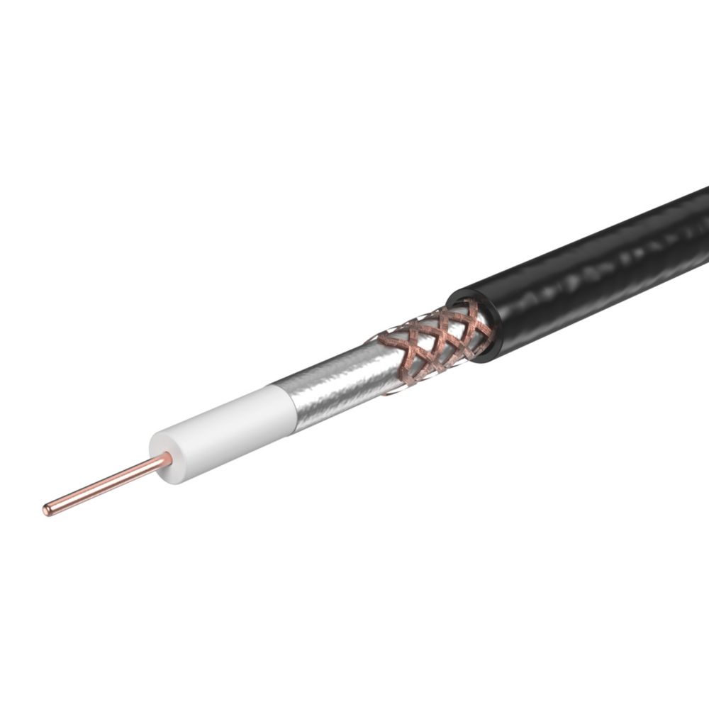 Labgear RG6 Black 1-Core Round Coaxial Cable 100m Drum - Screwfix