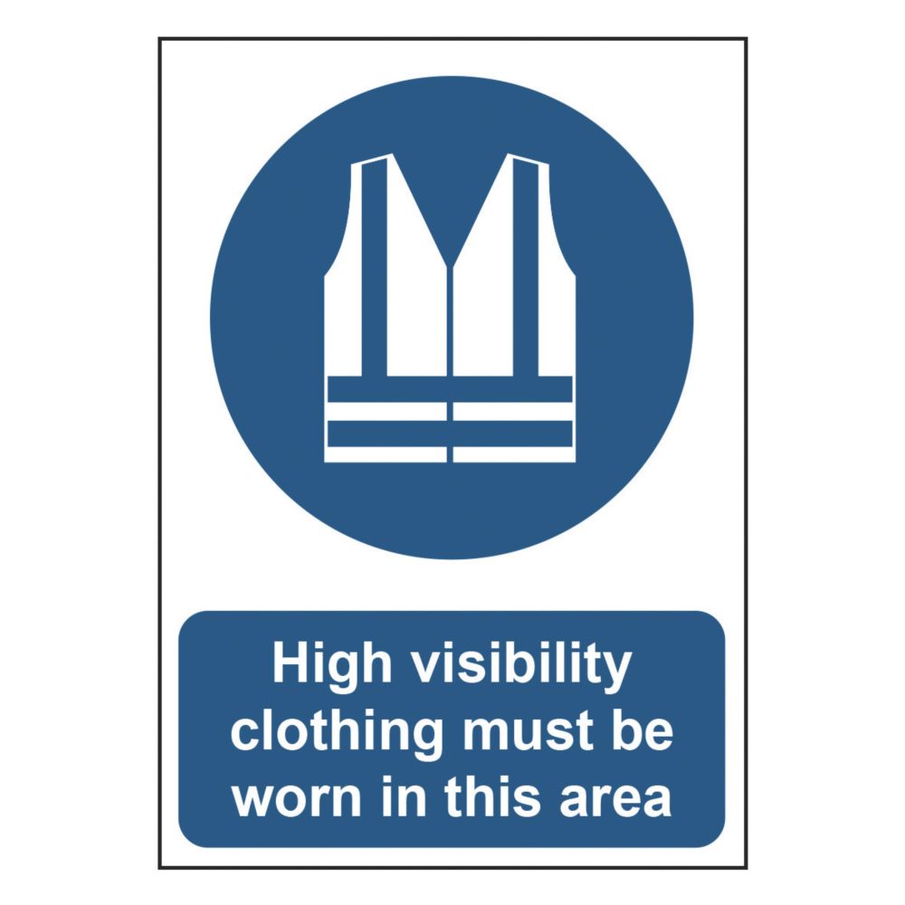 Essentials "High Visibility Clothing Must Be Worn In This Area" Sign 420mm x 297mm Screwfix