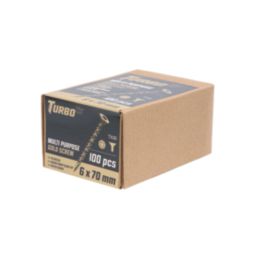 Turbo TX  TX Double-Countersunk  Multi-Purpose Screws 6mm x 70mm 100 Pack