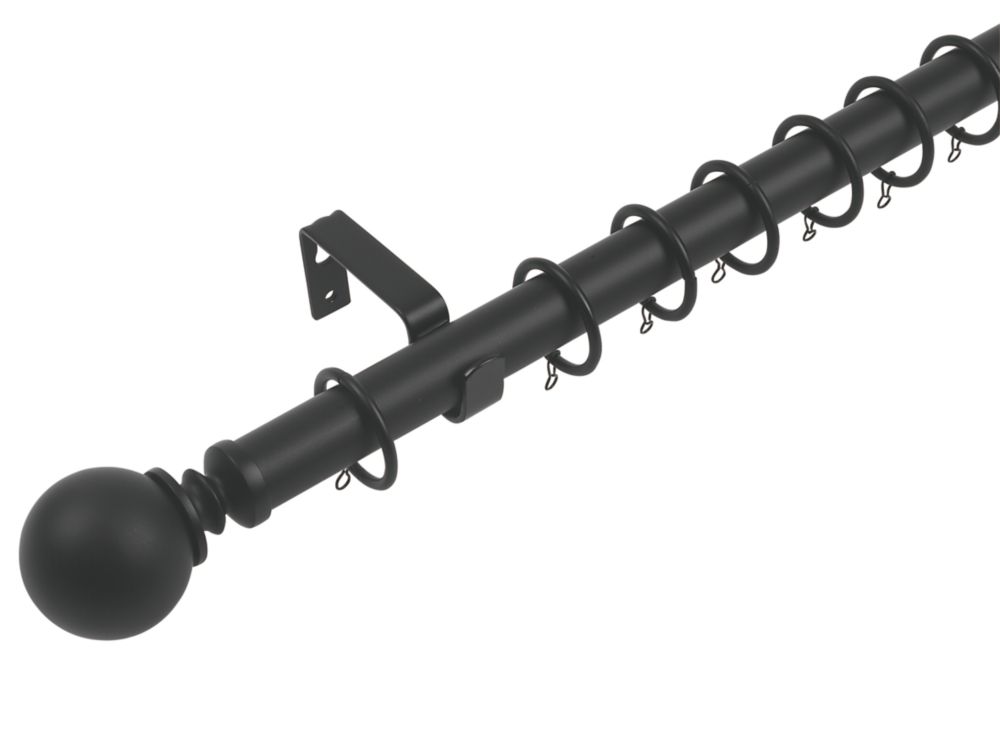Cooke & Lewis Aluminium & Steel Curtain Pole Set Matt Black 28mm x 1.2