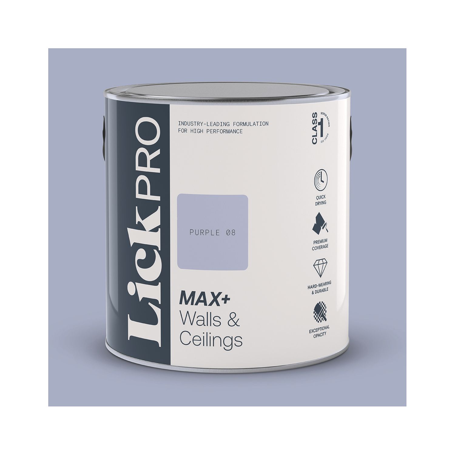 LickPro Max+ 2.5Ltr Purple 08 Matt Emulsion Paint (890JY)