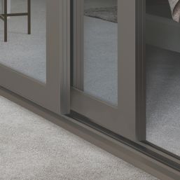 Spacepro Shaker 3-Door Sliding Wardrobe Door Kit Stone Grey Frame Mirror Panel 2216mm x 2260mm