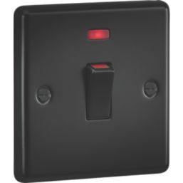 Knightsbridge  45A 1-Gang DP Cooker Switch Matt Black with Neon with Black Inserts