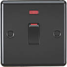 Knightsbridge  45A 1-Gang DP Cooker Switch Matt Black with Neon with Black Inserts