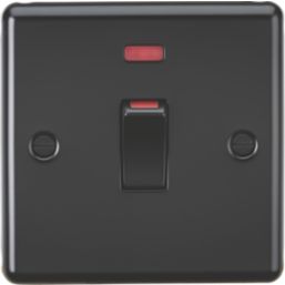 Knightsbridge  45A 1-Gang DP Cooker Switch Matt Black with Neon with Black Inserts