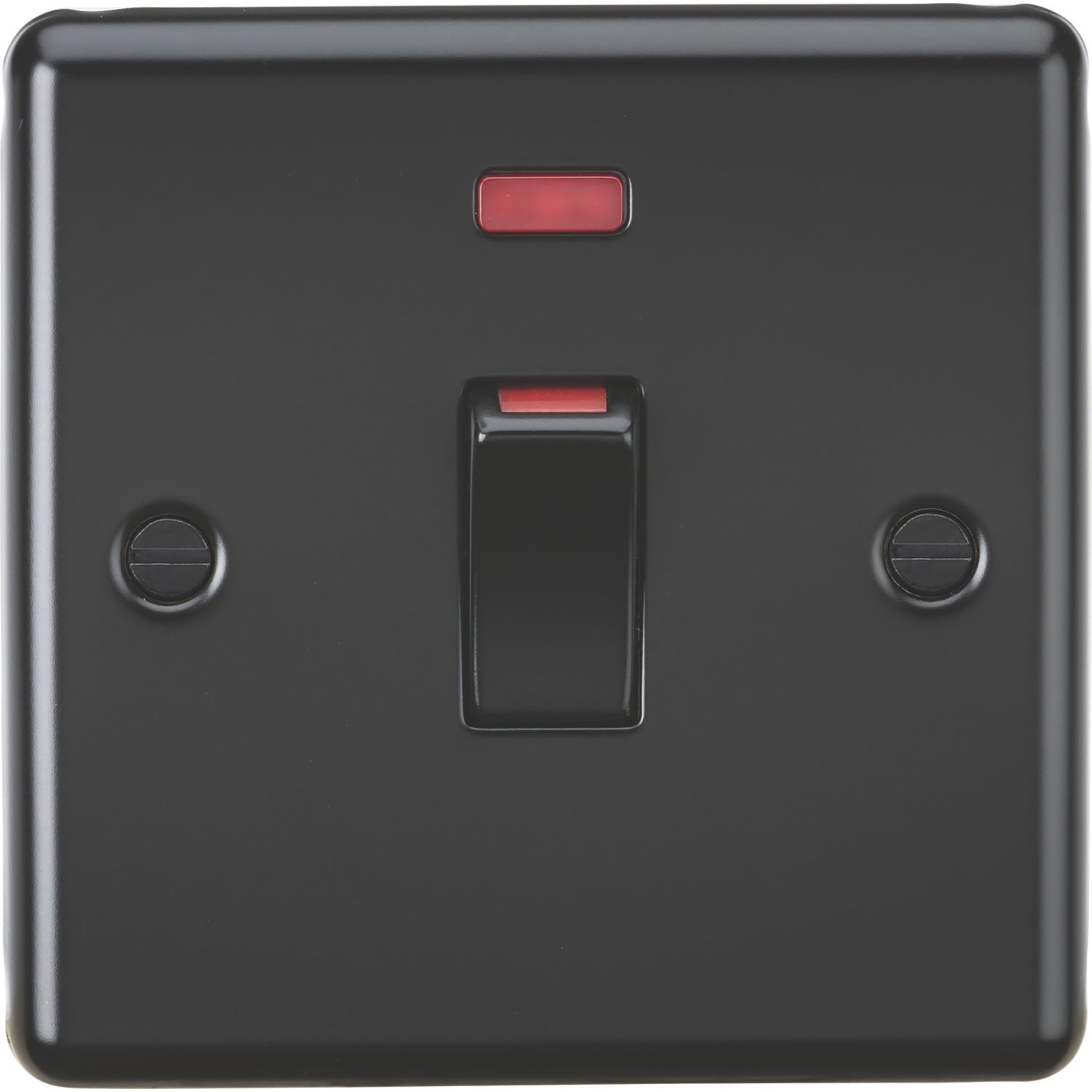 Knightsbridge 45A 1-Gang DP Cooker Switch Matt Black with Neon with Black Inserts (890PY)