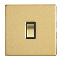 Contactum Lyric 10AX 1-Gang Inter. Switch Brushed Brass with Black Inserts