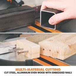 Refurb Evolution R210SMS 210mm  Electric Single-Bevel Sliding Multi-Material Mitre Saw 220-240V