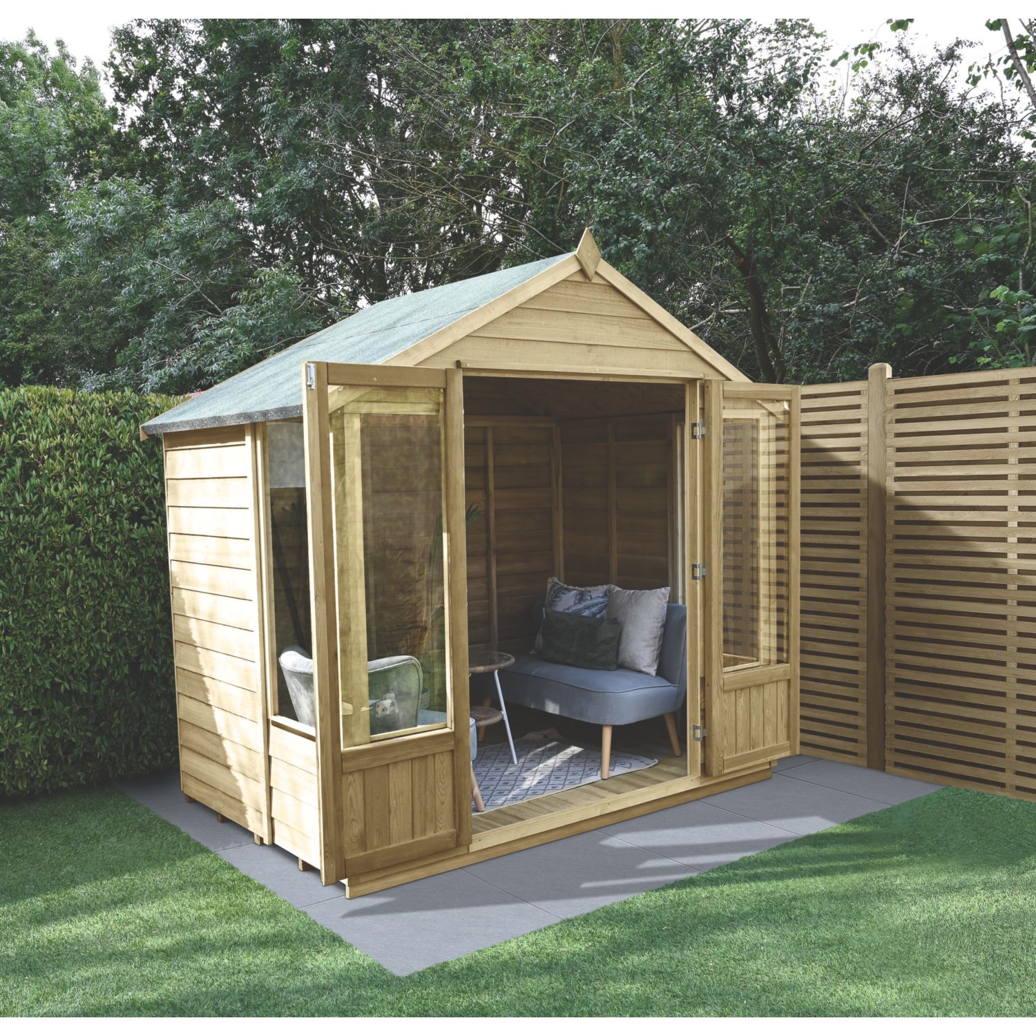 Forest Oakley 8' x 6' (Nominal) Apex Timber Summerhouse with Base (890TF)
