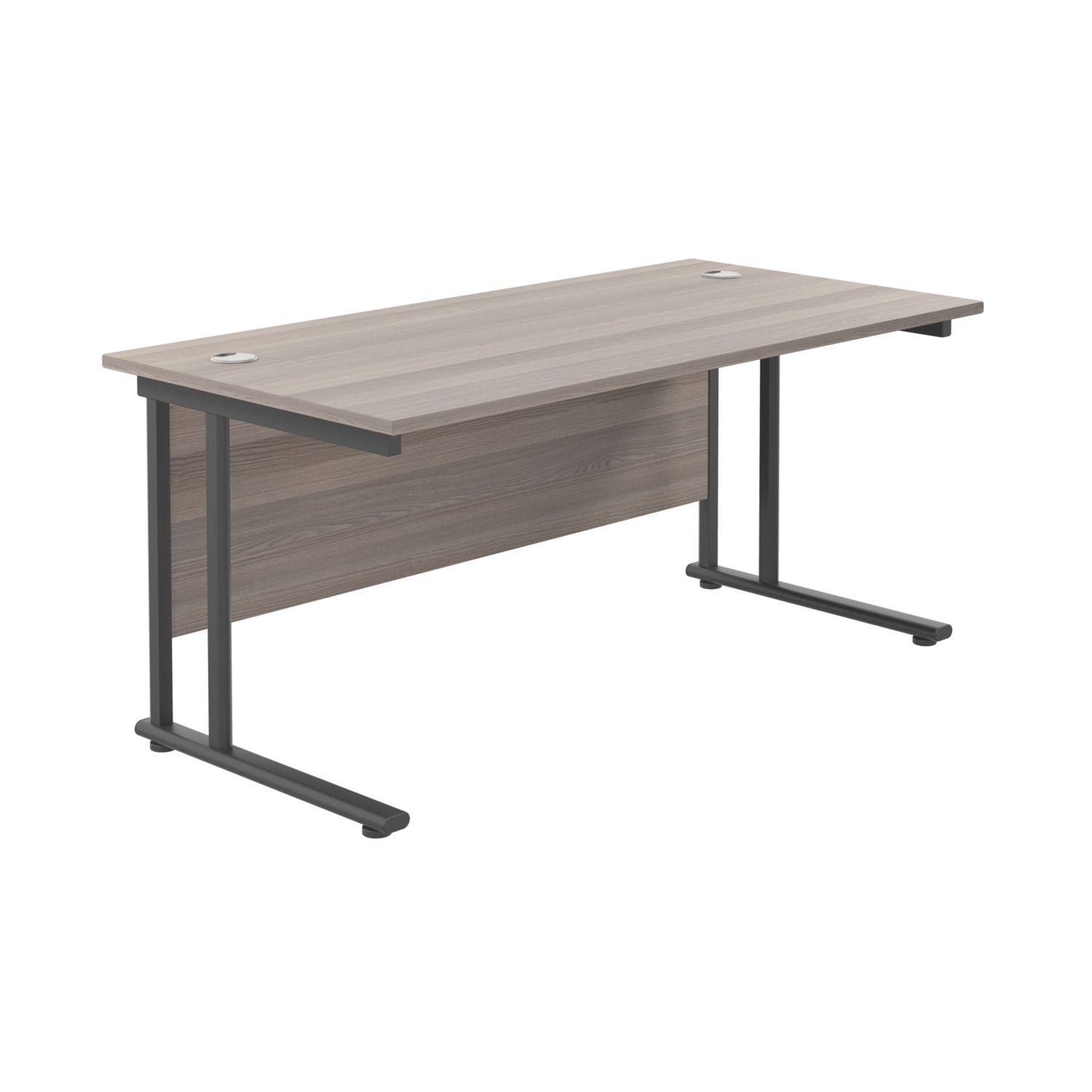 TC Group Aztec Twin Upright Rectangular Office Desk Grey Oak/Black 1600mm x 800mm (890TT)