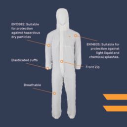 Site Caudrey Coverall White Large 52" Chest 32.9" L