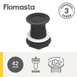 Flomasta Slotted Captive Basin Waste Matt Black 66mm