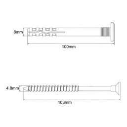 Easyfix  Nylon & Steel Mushroom Head Hammer Fixings 8mm x 100mm 50 Pack