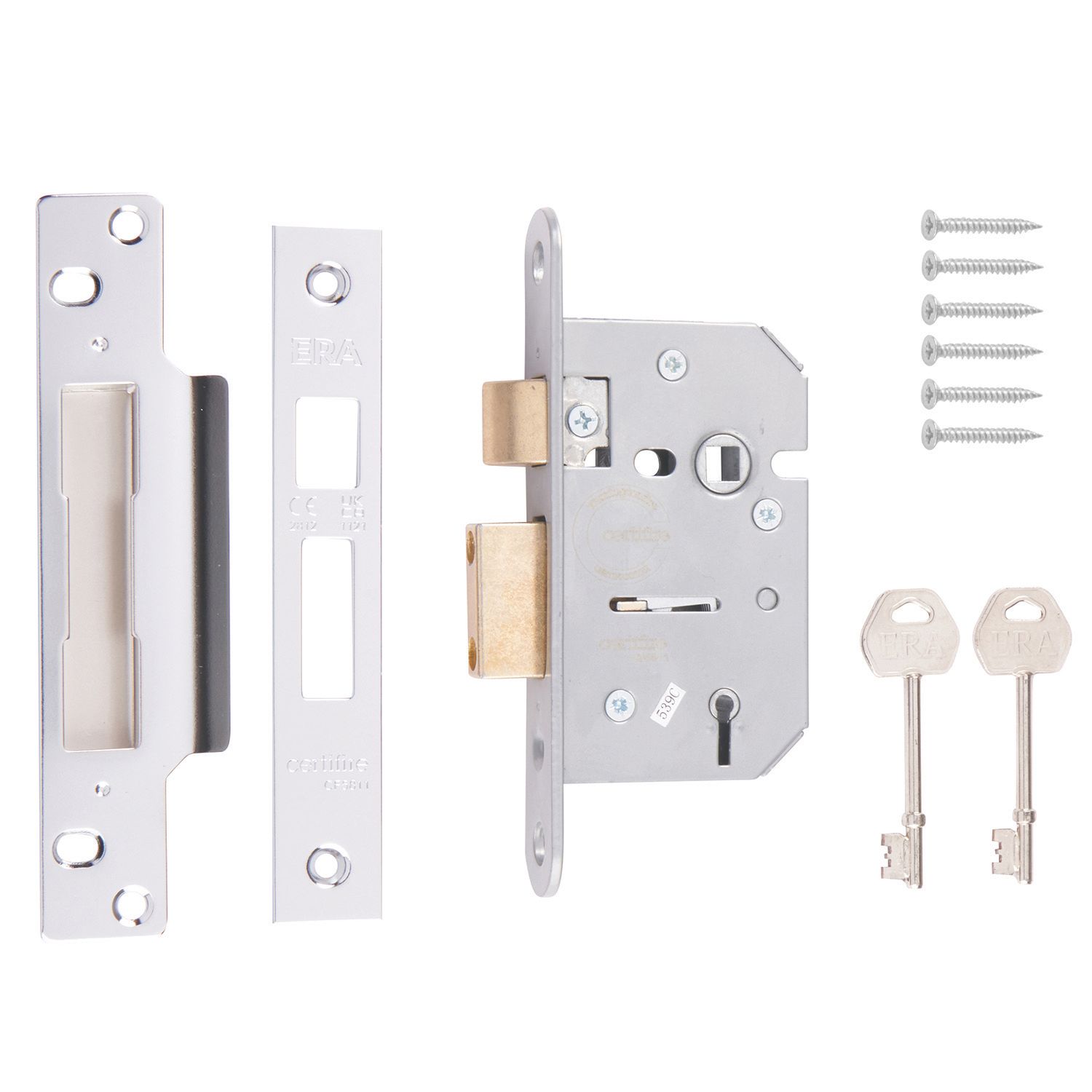 ERA 5 Lever Chrome Mortice Sashlock 64mm Case - 44mm Backset (8915V)