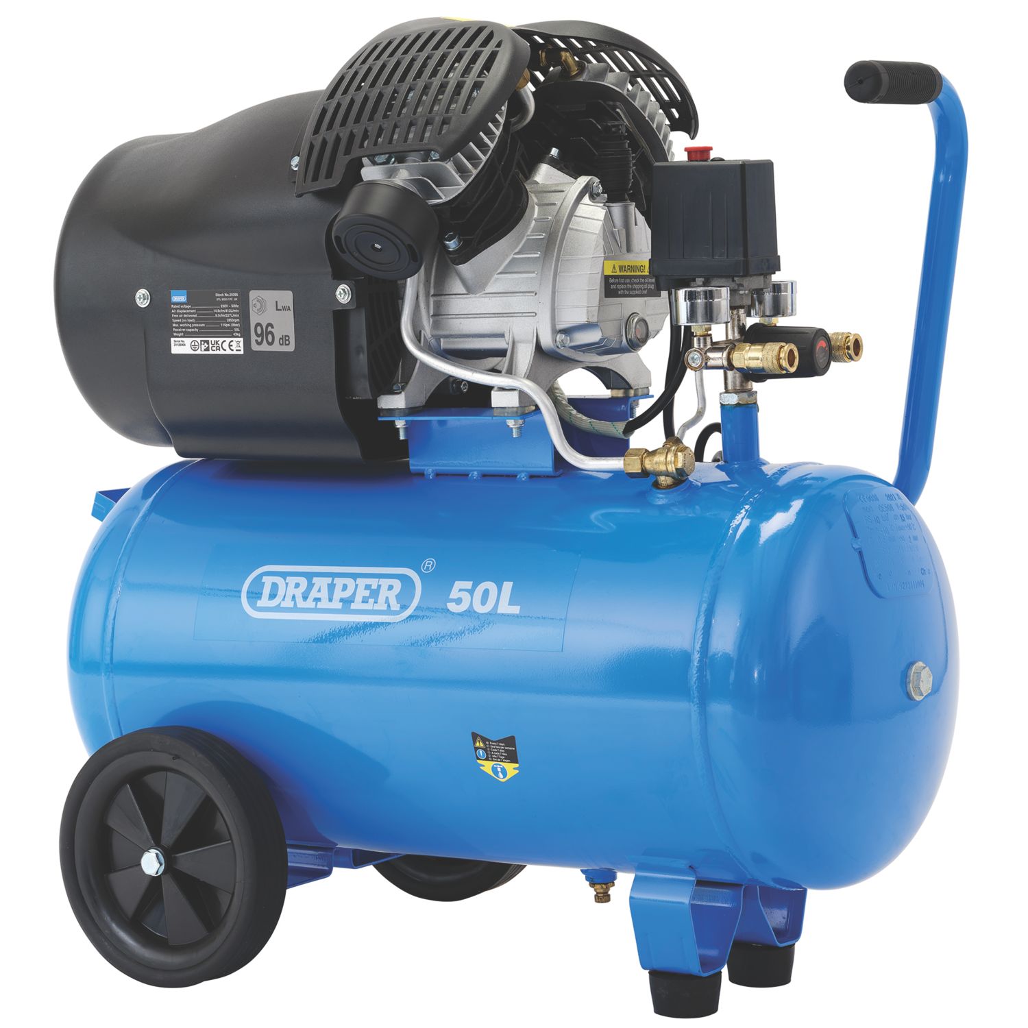 Draper 29355 50Ltr Brushless Electric Direct Drive V-Twin Air Compressor 230V (891CN)