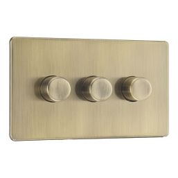 Refurb LAP  3-Gang 2-Way LED Dimmer Switch  Antique Brass with Colour-Matched Inserts