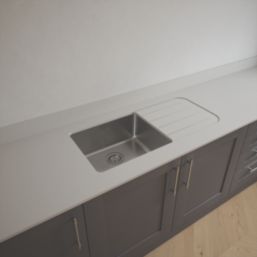 Metis  White Fleck Kitchen Worktop with 1 Bowl Stainless Steel Sink 3050mm x 620mm x 15mm