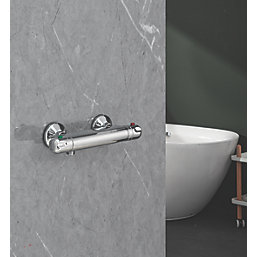 Swirl  Exposed Thermostatic Shower Mixer Valve Fixed Silver
