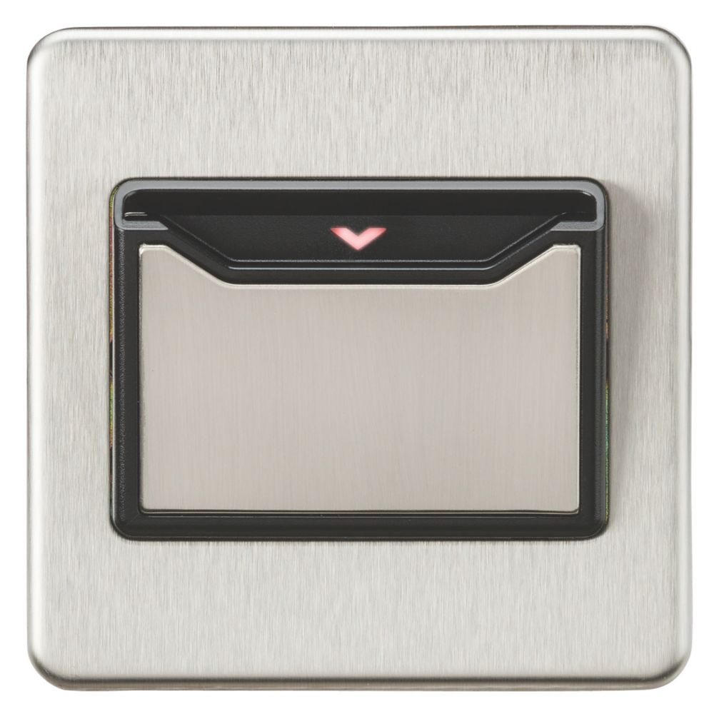 Knightsbridge 32A Key Card Switch Brushed Chrome with Black Inserts ...
