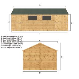 Mercia Modular 19' 6" x 10' (Nominal) Reverse Apex Shiplap T&G Timber Workshop