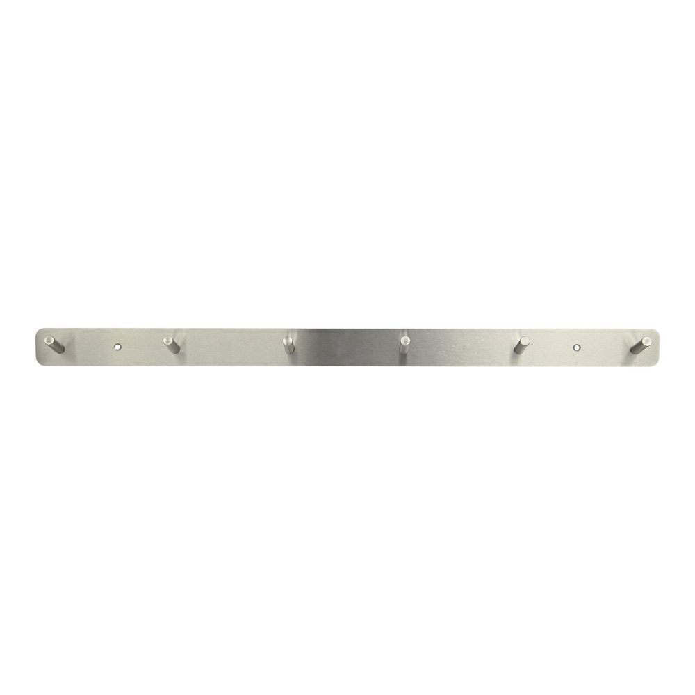 Essentials 6-Hook Rail Satin Stainless Steel 650mm x 45mm - Screwfix