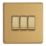 Varilight  10A 3-Gang 2-Way Light Switch  Brushed Brass with Colour-Matched Inserts