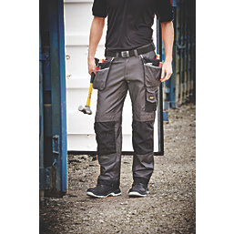 Snickers 3212 Duratwill 3212 Holster Pocket Trousers Grey / Black 36" W 32" L