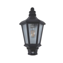 Lutec Cotswold Outdoor Half Lantern Wall Light With PIR Sensor Black