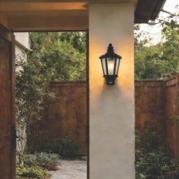 Lutec Cotswold Outdoor Half Lantern Wall Light With PIR Sensor Black