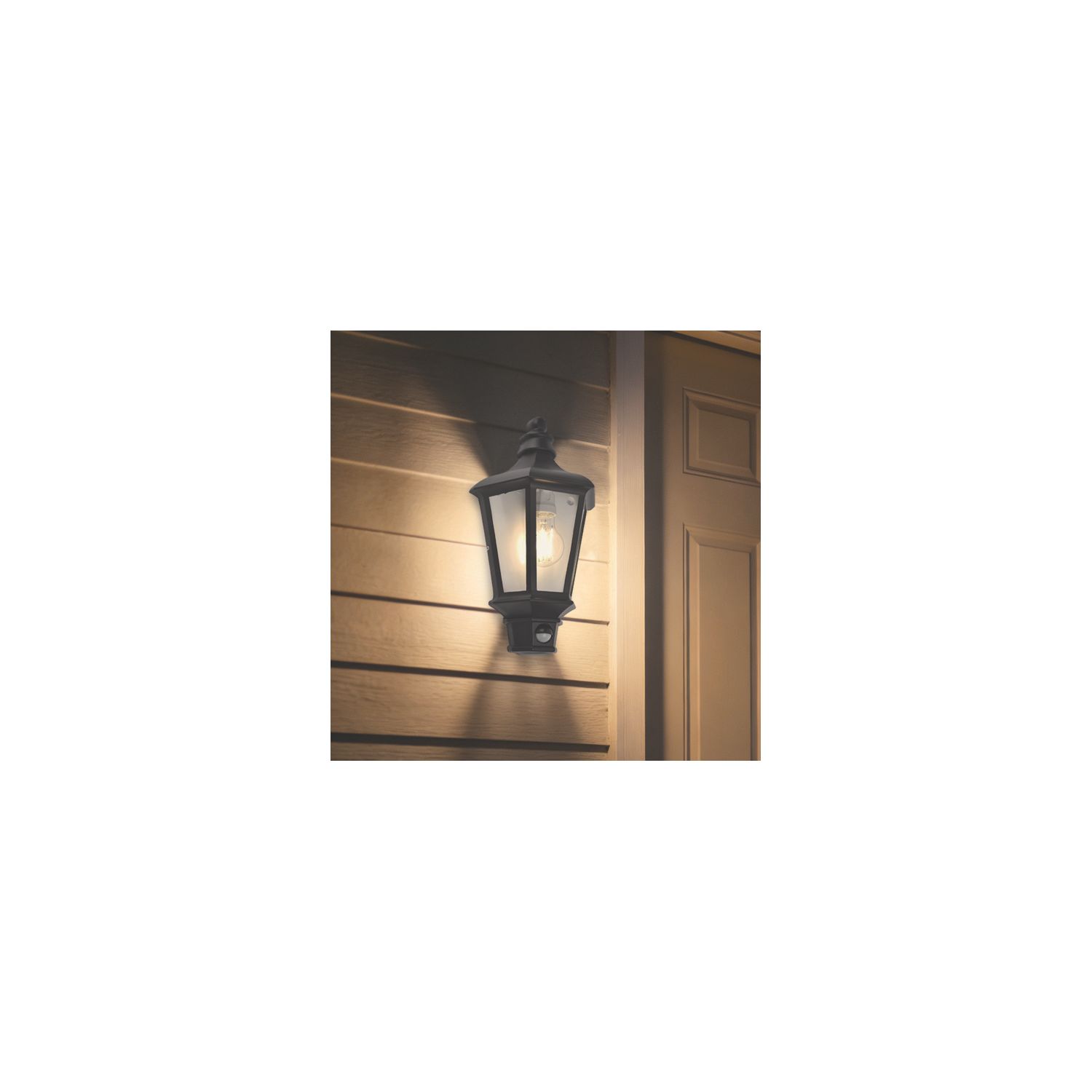 Lutec Cotswold Outdoor Half Lantern Wall Light With PIR Sensor Black (892EF)