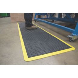 COBA Bubblemat Anti-Fatigue Floor End Mat Black/Yellow 0.9m x 0.6m x 14mm