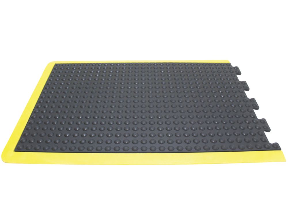 COBA Europe Bubblemat Anti-Fatigue Floor End Mat Black / Yellow 0.9m x ...