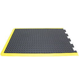 COBA Europe Bubblemat Anti-Fatigue Floor End Mat Black / Yellow 0.9m x 0.6m x 14mm