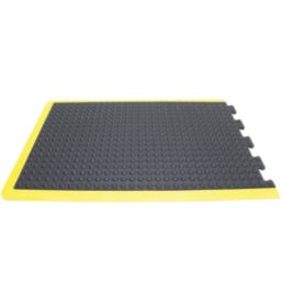 COBA Bubblemat Anti-Fatigue Floor End Mat Black/Yellow 0.9m x 0.6m x 14mm