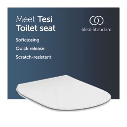 Ideal Standard Tesi Soft-Close with Quick-Release Toilet Seat & Cover Duraplast White