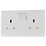 British General 800 Series 13A 2-Gang DP Switched Socket White