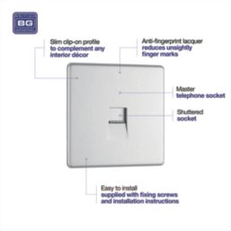 LAP  1-Gang Master Telephone Socket Brushed Stainless Steel