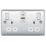 British General Nexus Metal 13A 2-Gang SP Switched Socket + 2.4A 22W 2-Outlet Type A & C USB Charger Polished Chrome with White Inserts