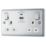 British General Nexus Metal 13A 2-Gang SP Switched Socket + 2.4A 22W 2-Outlet Type A & C USB Charger Polished Chrome with White Inserts