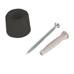 Smith & Locke Cylindrical Rubber Door Stop 30 x 24mm Black 3 Pack