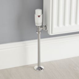 Flomasta  1/2" x 15mm White Angled & L/S Modern Thermostatic Radiator Valve & Lockshield