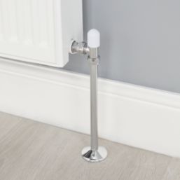 Flomasta  1/2" x 15mm White Angled & L/S Modern Thermostatic Radiator Valve & Lockshield