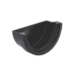 FloPlast MiniFlo Half Round External Gutter Stop End Black 76mm