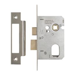 Smith & Locke Fire Rated  Nickel Plate Oval Cylinder Sashlock 64mm Case - 44mm Backset